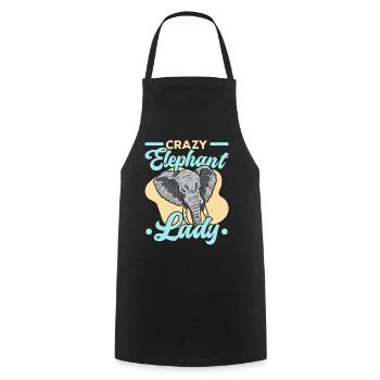 Crazy Elephant Lady Wildlife Safari Zookeeper - Cooking Apron - black - Front - AI Model Male 185 dark (185cm)