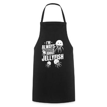 Jellyfish Lover I always think of jellyfish - Cooking Apron - black - Front - AI Model Male 185 dark (185cm)