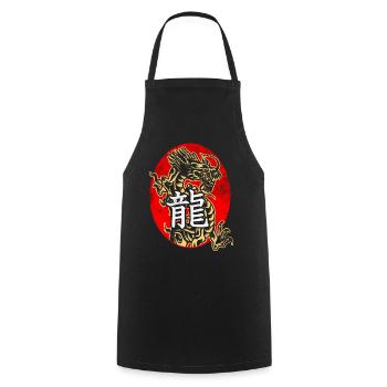 Dragon with Chinese characters - Cooking Apron - black - Front - AI Model Male 185 dark (185cm)