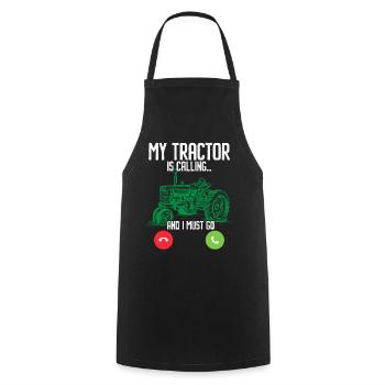 My tractor is calling and I have to go farming - Cooking Apron - black - Front - AI Model Male 185 dark (185cm)