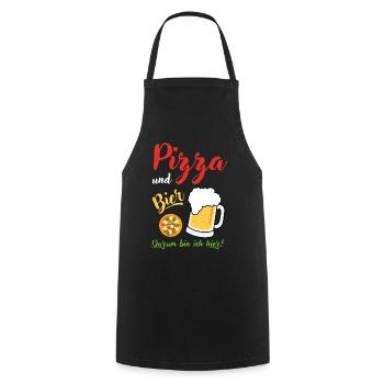 Pizza Bier Spruch Geschenk Bierliebhaber Pizzen - Kochschürze - Schwarz - Vorne - AI Model Male 185 dark (185cm)
