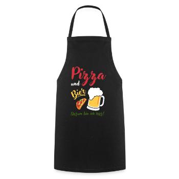 Pizza Bier Spruch Geschenk Bierliebhaber Vatertag - Kochschürze - Schwarz - Vorne - AI Model Male 185 dark (185cm)
