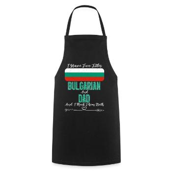 J’ai deux titres bulgare et papa Bulgarie - Tablier de cuisine - noir - Devant - AI Model Male 185 dark (185cm)
