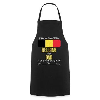 J’ai deux titres belge et papa Belgique - Tablier de cuisine - noir - Devant - AI Model Male 185 dark (185cm)