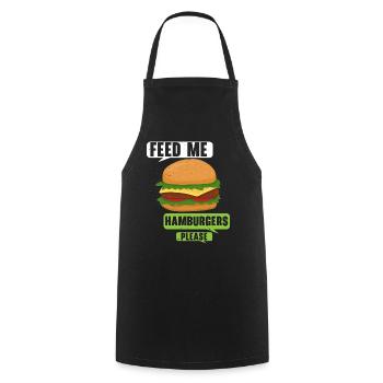 Füttere mich bitte mit Hamburgern Burger Eater Foo - Kochschürze - Schwarz - Vorne - AI Model Male 185 dark (185cm)