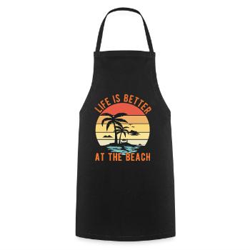 Das Leben ist besser am Strand - Retro Sonnenuntergang - Kochschürze - Schwarz - Vorne - AI Model Male 185 dark (185cm)