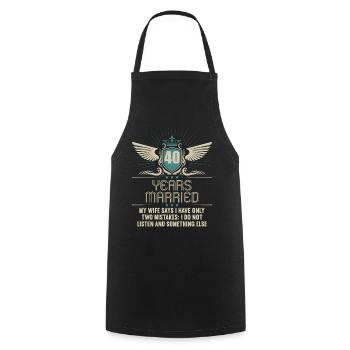 40 years married only 2 mistakes 40th wedding anniversary - Cooking Apron - black - Front - AI Model Male 185 dark (185cm)