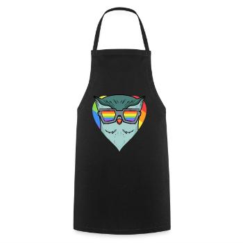 LGBT Tier Eule Regenbogen - Kochschürze - Schwarz - Vorne - AI Model Male 185 dark (185cm)