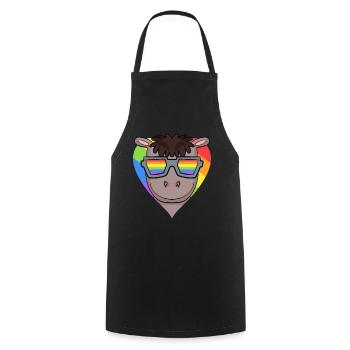 LGBT Tier Pferd Regenbogen - Kochschürze - Schwarz - Vorne - AI Model Male 185 dark (185cm)