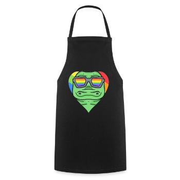 LGBT Tier Krokodil Regenbogen - Kochschürze - Schwarz - Vorne - AI Model Male 185 dark (185cm)