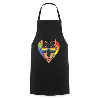 LGBT Hund Dobermann Regenbogen - Kochschürze - Schwarz - Vorne - AI Model Male 185 dark (185cm)