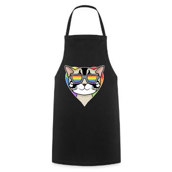 LGBT Cat American Shorthair Arc-en-ciel - Tablier de cuisine - noir - Devant - AI Model Male 185 dark (185cm)