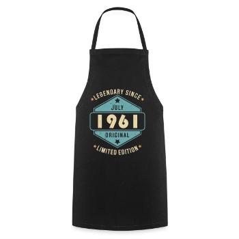 Juillet 1961 Vintage Retro Anniversaire - Tablier de cuisine - noir - Devant - AI Model Male 185 dark (185cm)