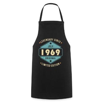 Juillet 1969 Vintage Retro Anniversaire - Tablier de cuisine - noir - Devant - AI Model Male 185 dark (185cm)