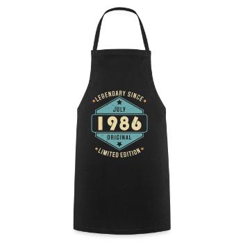 Juillet 1986 Vintage Retro Anniversaire - Tablier de cuisine - noir - Devant - AI Model Male 185 dark (185cm)