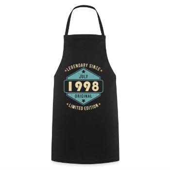 Juillet 1998 Vintage Retro Anniversaire - Tablier de cuisine - noir - Devant - AI Model Male 185 dark (185cm)