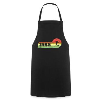 Badminton player born 1962 birthday game - Cooking Apron - black - Front - AI Model Male 185 dark (185cm)