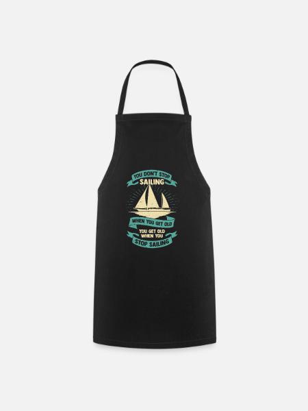Sailor Old Man Sailing Ship Sailing Grandpa Gift - Cooking Apron - black