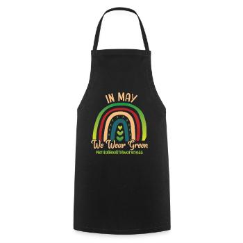 In May We Wear Green Mental Health - Cooking Apron - black - Front - AI Model Male 185 dark (185cm)