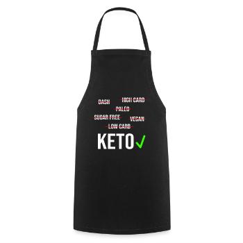 Keto Diet Carbohydrates Ketosis Calories Bacon Eggs - Cooking Apron - black - Front - AI Model Male 185 dark (185cm)