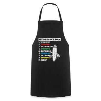 Surfeur d’eau Ma journée parfaite de surf - Tablier de cuisine - noir - Devant - AI Model Male 185 dark (185cm)