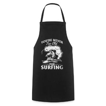 Wave Surfer Wassersurfer Zum Surfen bist du nie zu - Kochschürze - Schwarz - Vorne - AI Model Male 185 dark (185cm)