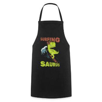 Surf Saurus Wave Surf Dinosaure Funnier - Tablier de cuisine - noir - Devant - AI Model Male 185 dark (185cm)