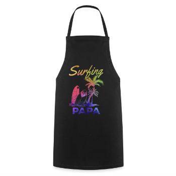 Wave Surfen Papa Surfen Papa Surfbrett Surfer Papa - Kochschürze - Schwarz - Vorne - AI Model Male 185 dark (185cm)