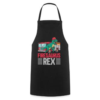 Firesaurus Rex Firefighter Fireman Dinosau - Cooking Apron - black - Front - AI Model Male 185 dark (185cm)