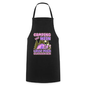 Frauen Camping Und Wein lässt mich Glücklich sein - Kochschürze - Schwarz - Vorne - AI Model Male 185 dark (185cm)