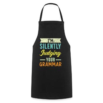 I tacitly condemn your grammar policy - Cooking Apron - black - Front - AI Model Male 185 dark (185cm)