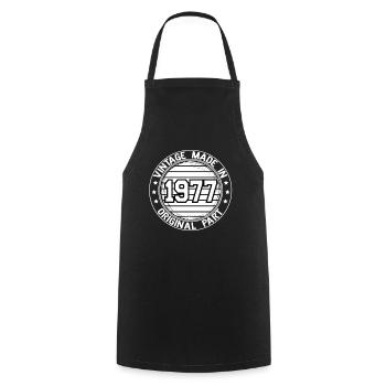 Vintage Made In 1977 Original Part Birthday 1977 - Cooking Apron - black - Front - AI Model Male 185 dark (185cm)