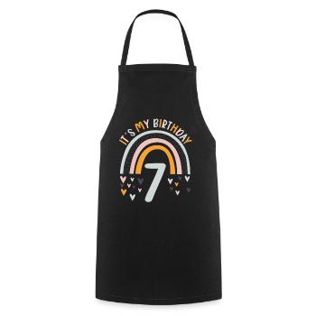 7 years Rainbow Rainbow 7th birthday - Cooking Apron - black - Front - AI Model Male 185 dark (185cm)