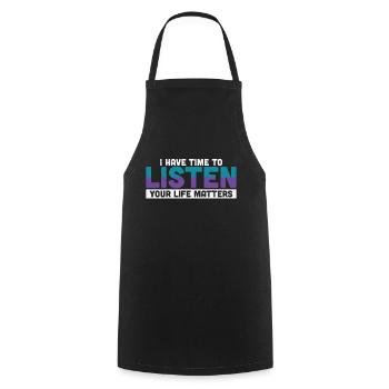 J’ai le temps d’écouter - Tablier de cuisine - noir - Devant - AI Model Male 185 dark (185cm)