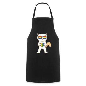 Chat LGBT Turc Angora Arc-en-ciel - Tablier de cuisine - noir - Devant - AI Model Male 185 dark (185cm)