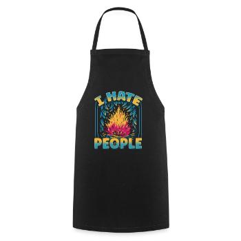 I hate people camping colorful tents campfire - Cooking Apron - black - Front - AI Model Male 185 dark (185cm)