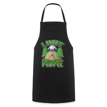 I hate people camping colorful tents campfire - Cooking Apron - black - Front - AI Model Male 185 dark (185cm)