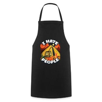 I hate people camping colorful tents campfire - Cooking Apron - black - Front - AI Model Male 185 dark (185cm)