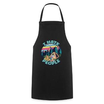 I hate people camping colorful tents campfire - Cooking Apron - black - Front - AI Model Male 185 dark (185cm)