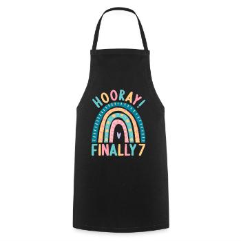 7 years Rainbow Rainbow 7th birthday - Cooking Apron - black - Front - AI Model Male 185 dark (185cm)