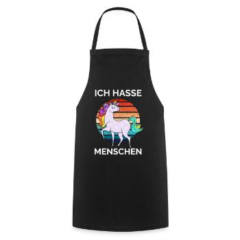 buntes Einhorn - Ich hasse Menschen - Kochschürze - Schwarz - Vorne - AI Model Male 185 dark (185cm)