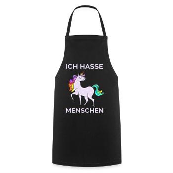 ICH HASSE MENSCHEN EINHORN - Kochschürze - Schwarz - Vorne - AI Model Male 185 dark (185cm)