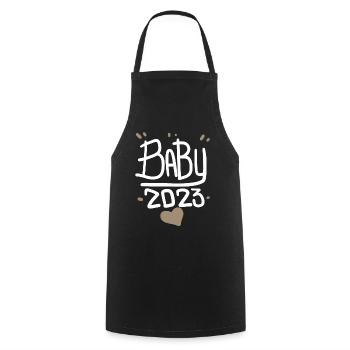 Pregnancy Pregnant Baby 2023 - Cooking Apron - black - Front - AI Model Male 185 dark (185cm)