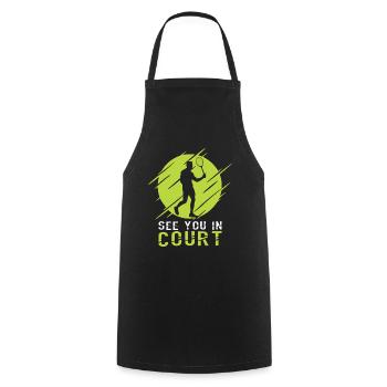 Joueur de tennis Raquette de tennis Balle de tennis - Tablier de cuisine - noir - Devant - AI Model Male 185 dark (185cm)