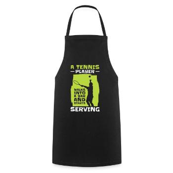 Joueur de tennis Raquette de tennis Balle de tennis - Tablier de cuisine - noir - Devant - AI Model Male 185 dark (185cm)