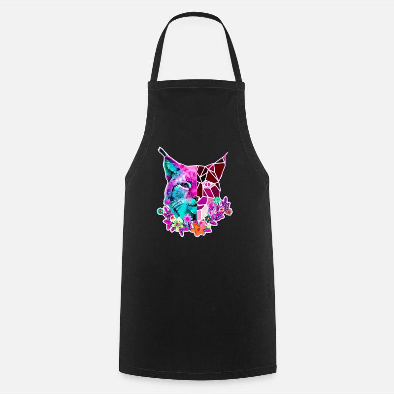 Lynx Cat Couleurs d’été - Tablier de cuisine - noir