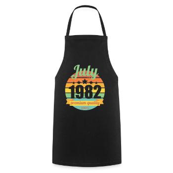 Né en juillet 1982 40 ans 40s 40e anniversaire - Tablier de cuisine - noir - Devant - AI Model Male 185 dark (185cm)