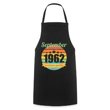 Born September 1962 60 years 60s 60th birthday - Cooking Apron - black - Front - AI Model Male 185 dark (185cm)