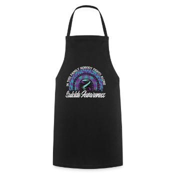 Prévention du suicide Nous portons du violet turquoise - Tablier de cuisine - noir - Devant - AI Model Male 185 dark (185cm)