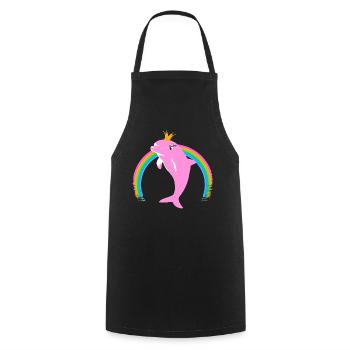 Regenbogen Delfin goldene Krone Rosa - Kochschürze - Schwarz - Vorne - AI Model Male 185 dark (185cm)